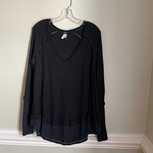 Free People Laguna V-neck waffle thermal top